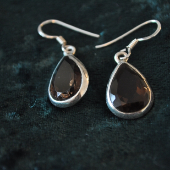Sterling silver smoky quartz earrings - Nomads, Cambridge